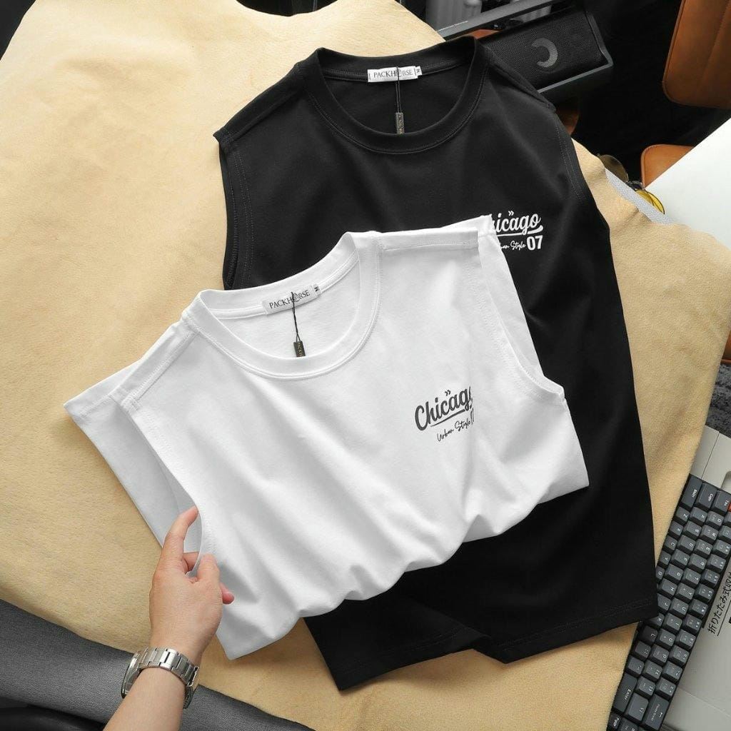 Áo ba lỗ nam Chicago Cotton 100% thoáng mát, áo sát nách nam tanktop thể thao mặc nhà basic cao cấp ReYES RBL002 - Ảnh 6