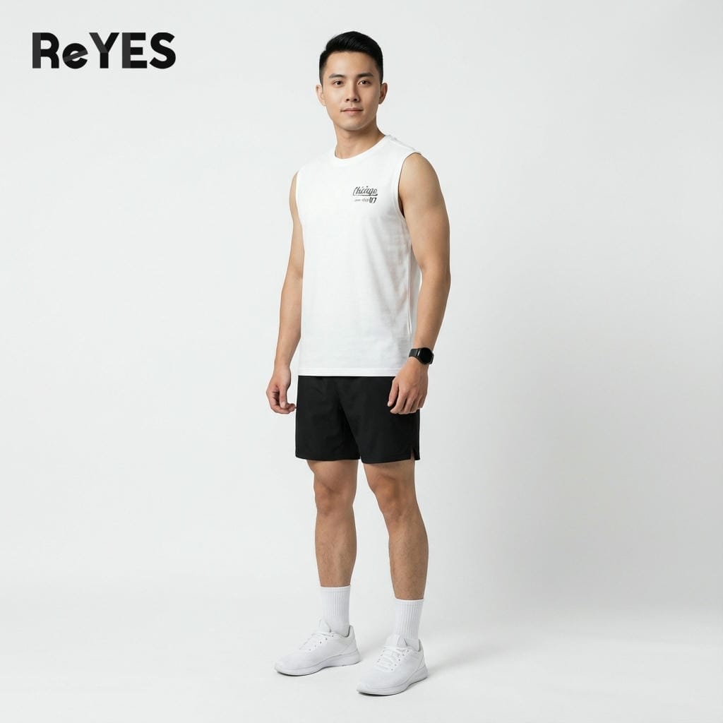 Áo ba lỗ nam Chicago cotton khô thoáng mát tanktop nam basic đi gym/ở nhà màu đen trắng size M-XXL ReYES RBL002 - Ảnh 3