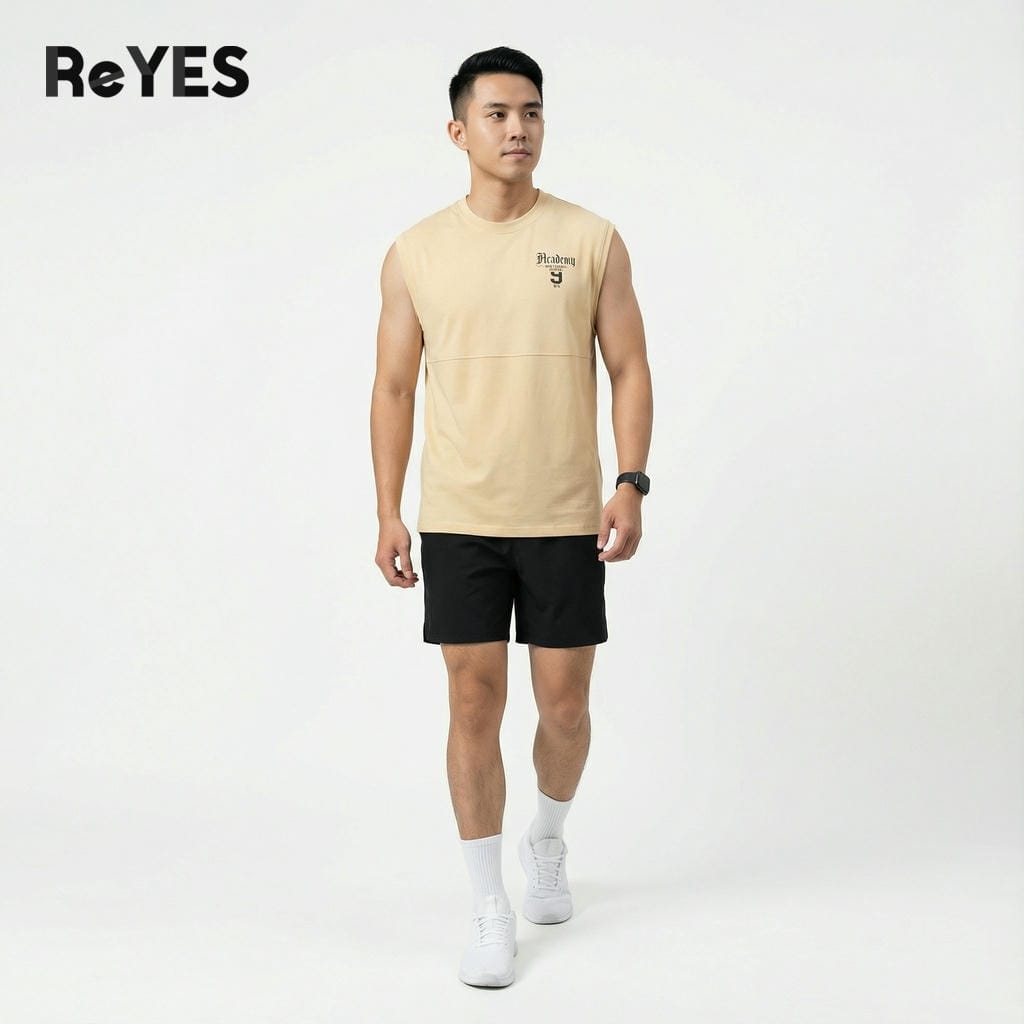 Alternative view of Áo ba lỗ nam Tanktop ACD  ReYES RBL001 cotton 100% co giãn 2 chiều áo trơn thoáng mát mùa hè Đen/Trắng/Kem M-XXL