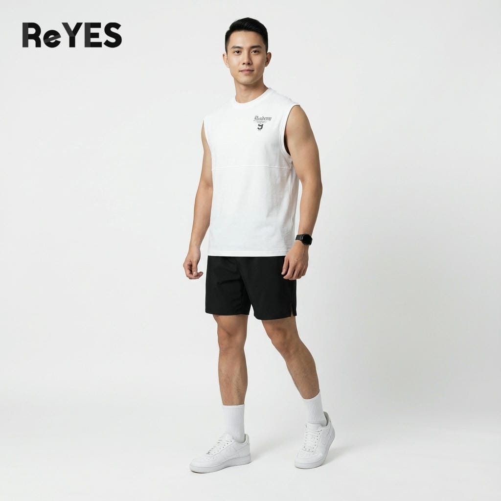 Áo ba lỗ nam Tanktop ACD ReYES RBL001 cotton 100% co giãn 2 chiều áo trơn thoáng mát mùa hè Đen/Trắng/Kem M-XXL - Ảnh 3
