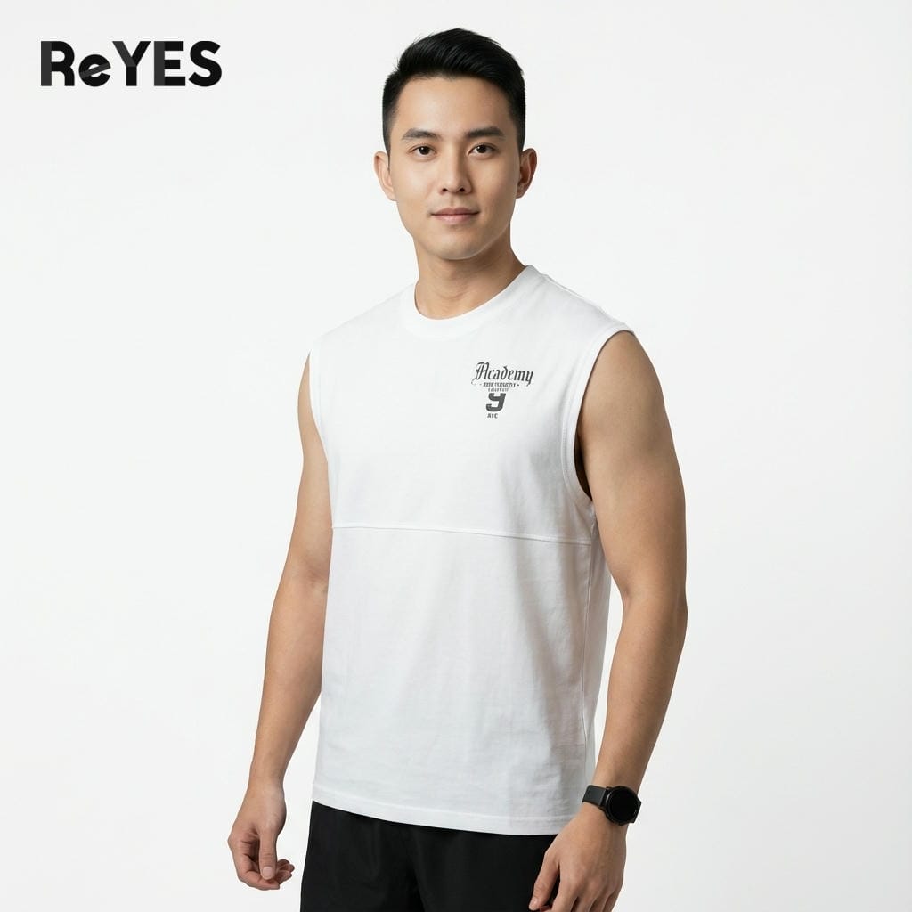 Áo ba lỗ nam Tanktop ACD ReYES RBL001 cotton 100% co giãn 2 chiều áo trơn thoáng mát mùa hè Đen/Trắng/Kem M-XXL - Ảnh 4