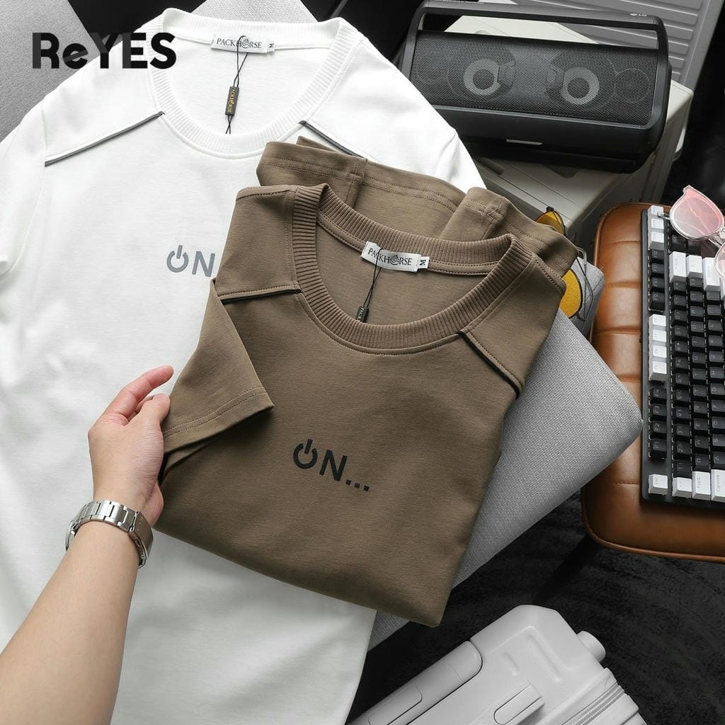 Áo phông nam cổ tròn ReYES RTX019 chất cotton cao cấp co giãn thoáng mát form regular fit mặc đi làm đi chơi - Ảnh 4
