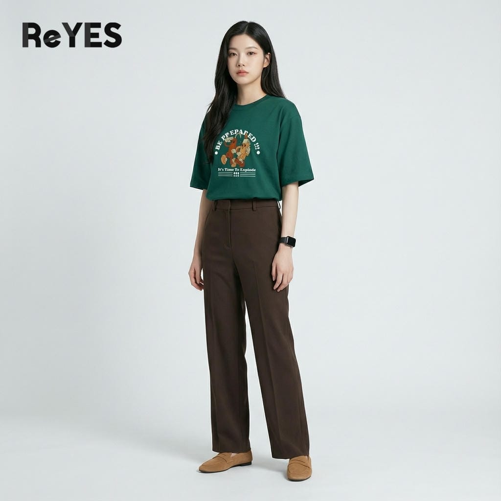 Alternative view of Áo phông nam nữ form rộng BC cotton khô nhiều màu, unisex mặc đôi đi học dạo phố ReYES ROT016