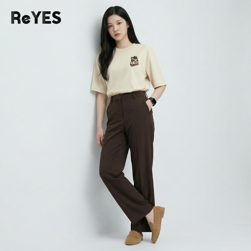 Alternative view of áo phông nam nữ form rộng BOX cotton thấm hút, tay ngắn, phối streetwear, mặc đôi nhóm bạn ReYES ROT015