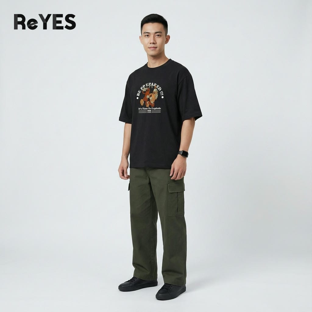 Áo phông nam nữ form rộng oversize cotton khô 100% thấm hút, áo thun unisex mặc đôi dạo phố ReYES ROT016 - Ảnh 3