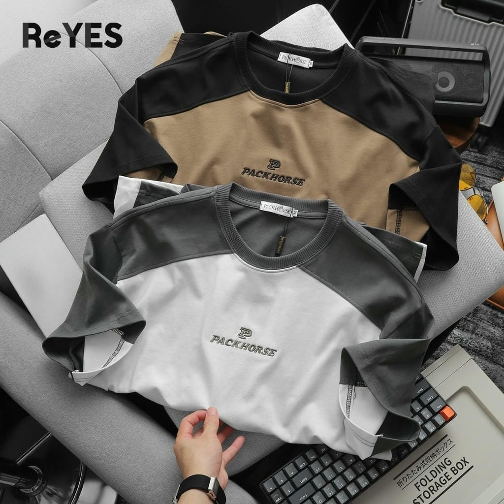 Áo phông nam nữ form rộng phối màu, áo thun unisex basic cotton mát mặc đôi, áo nhóm ReYES ROT009 - Ảnh 3