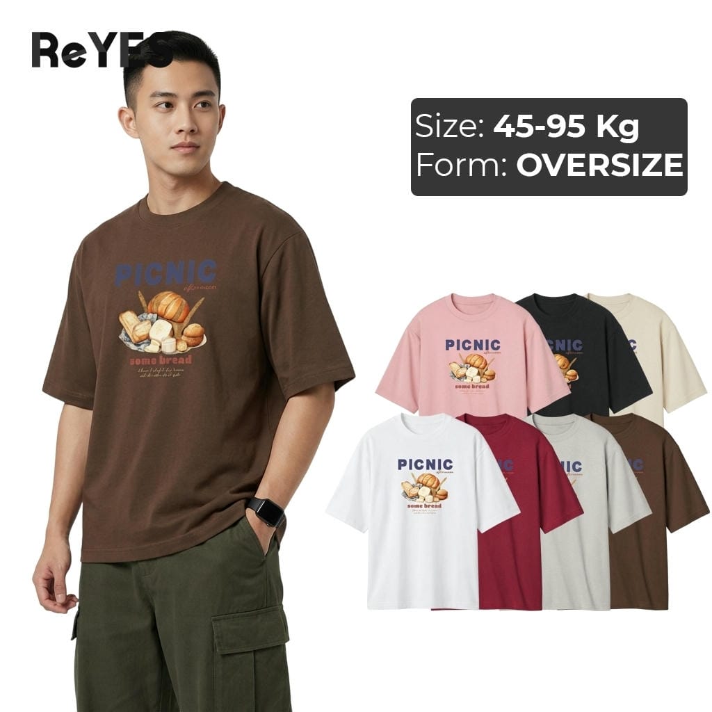 Áo phông nam nữ form rộng PICNIC, áo thun unisex cotton 100% nhiều màu mặc đôi đi cafe ReYES ROT006
