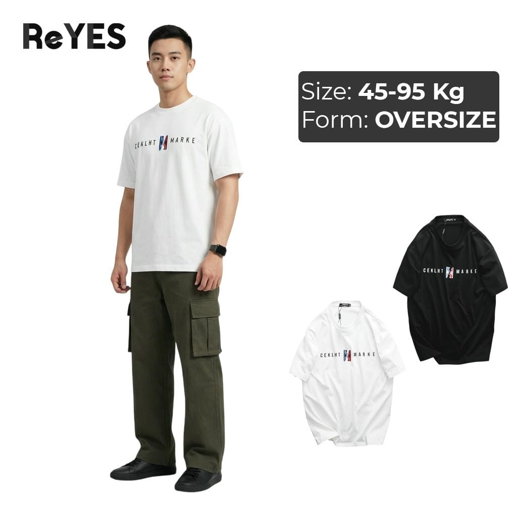Áo phông nam nữ oversize form rộng unisex streetwear cotton khô thấm hút mặc đôi ReYES ROT001, màu trắng, đen