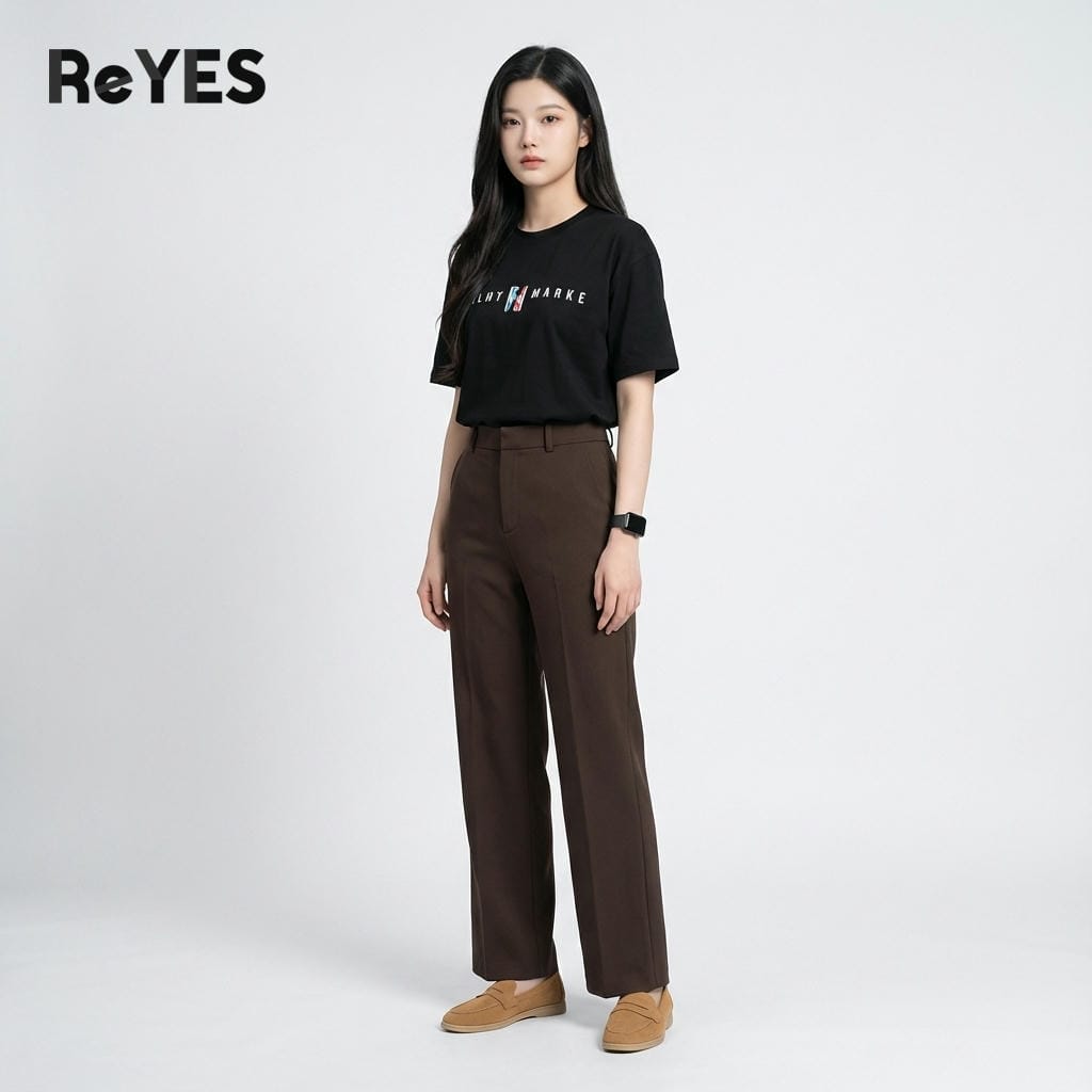 Alternative view of Áo phông nam nữ oversize form rộng unisex streetwear cotton khô thấm hút mặc đôi ReYES ROT001, màu trắng, đen