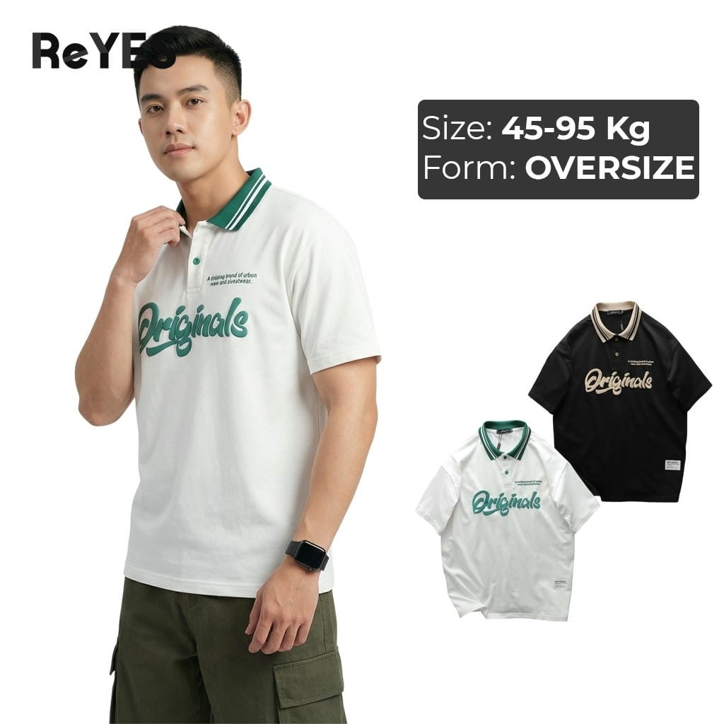 Áo phông nam nữ Unisex cổ bẻ ORG chất Cotton thoáng mát, áo thun unisex form rộng tay lỡ in hình ReYES ROP002