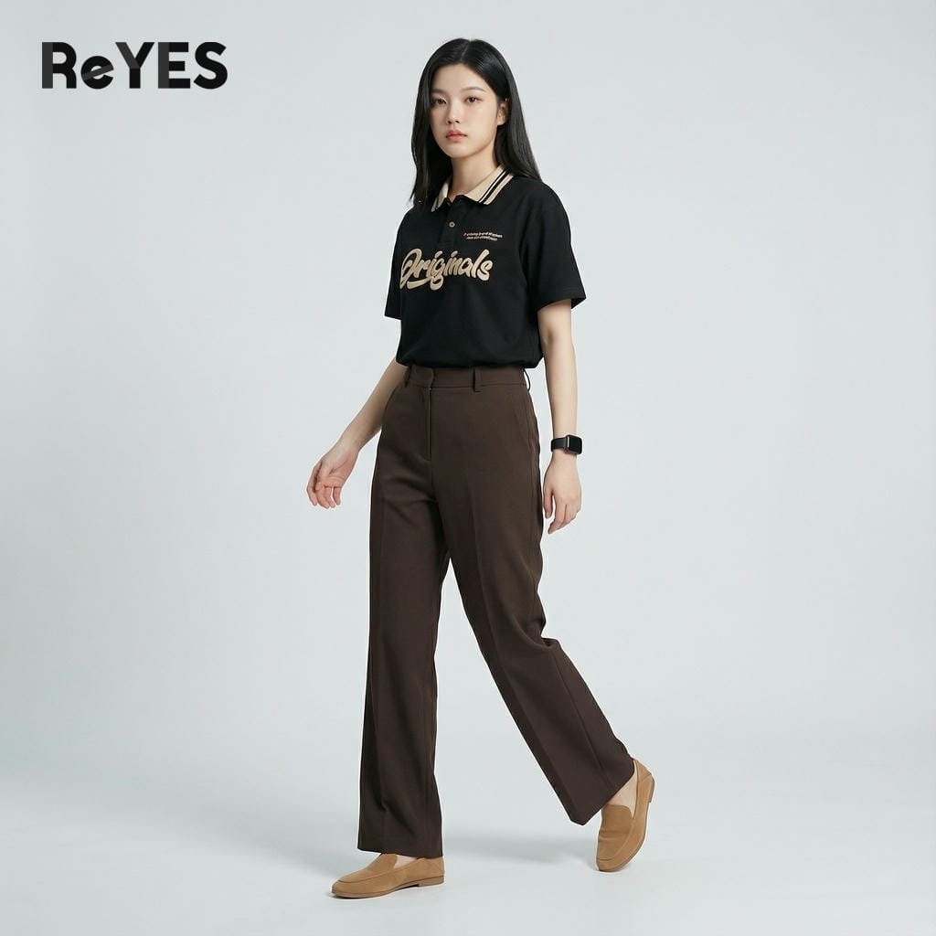Alternative view of Áo phông nam nữ Unisex cổ bẻ ORG chất Cotton thoáng mát, áo thun unisex form rộng tay lỡ in hình ReYES ROP002
