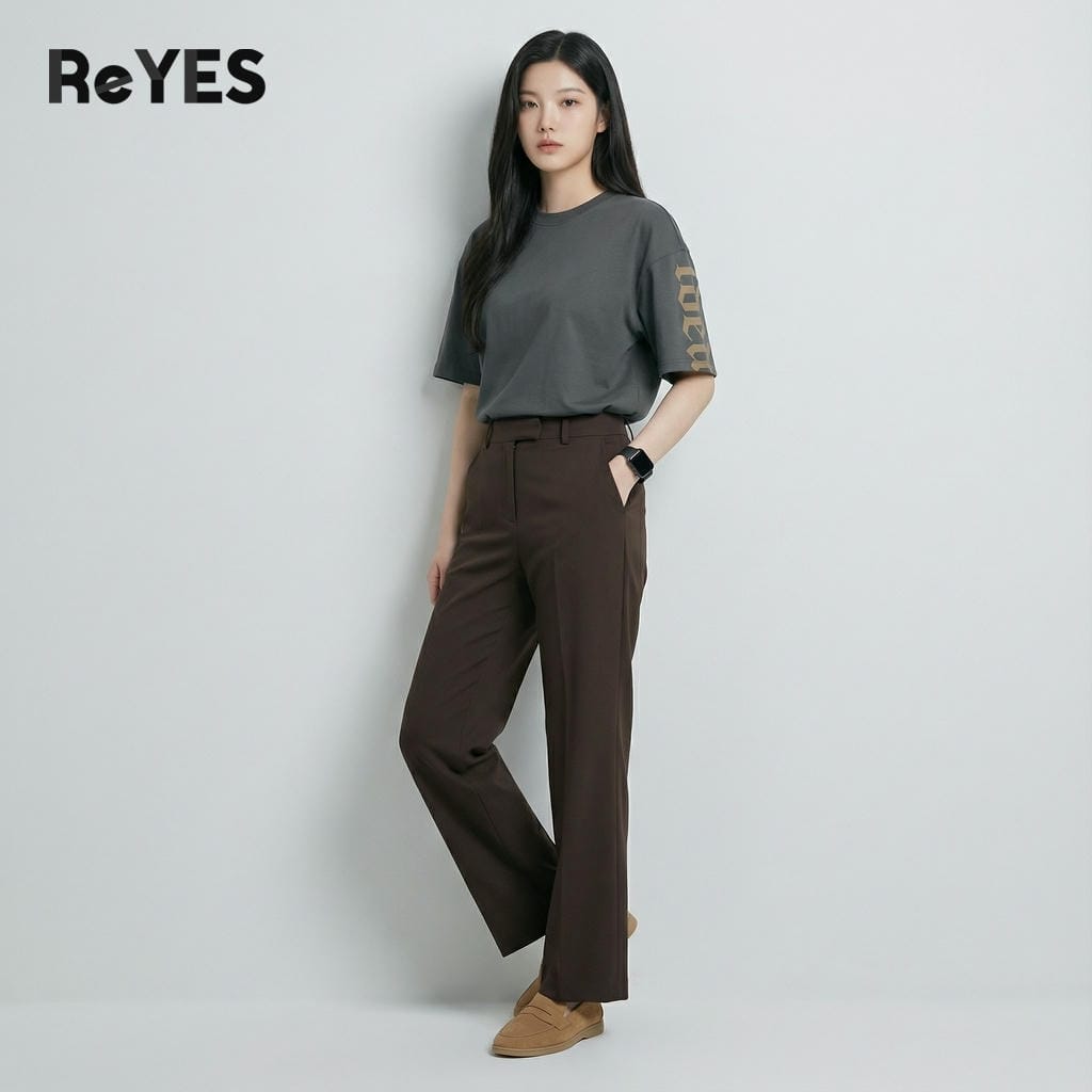 Alternative view of Áo phông nam nữ unisex form rộng mặc đôi vải cotton khô dệt gân thoáng mát mẫu mới phù hợp dạo phố cafe ReYES ROT008