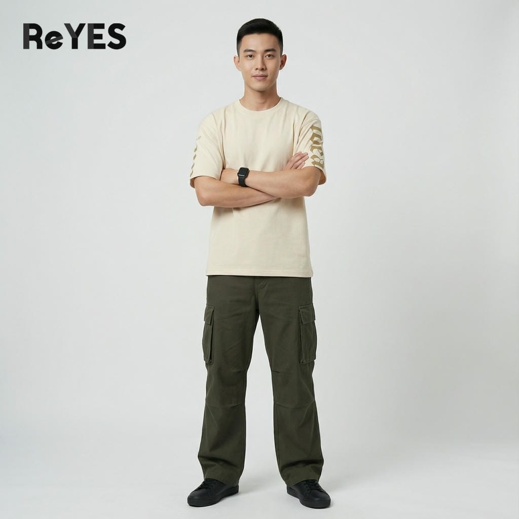 Áo phông nam nữ unisex form rộng mặc đôi vải cotton khô dệt gân thoáng mát mẫu mới phù hợp dạo phố cafe ReYES ROT008 - Ảnh 4