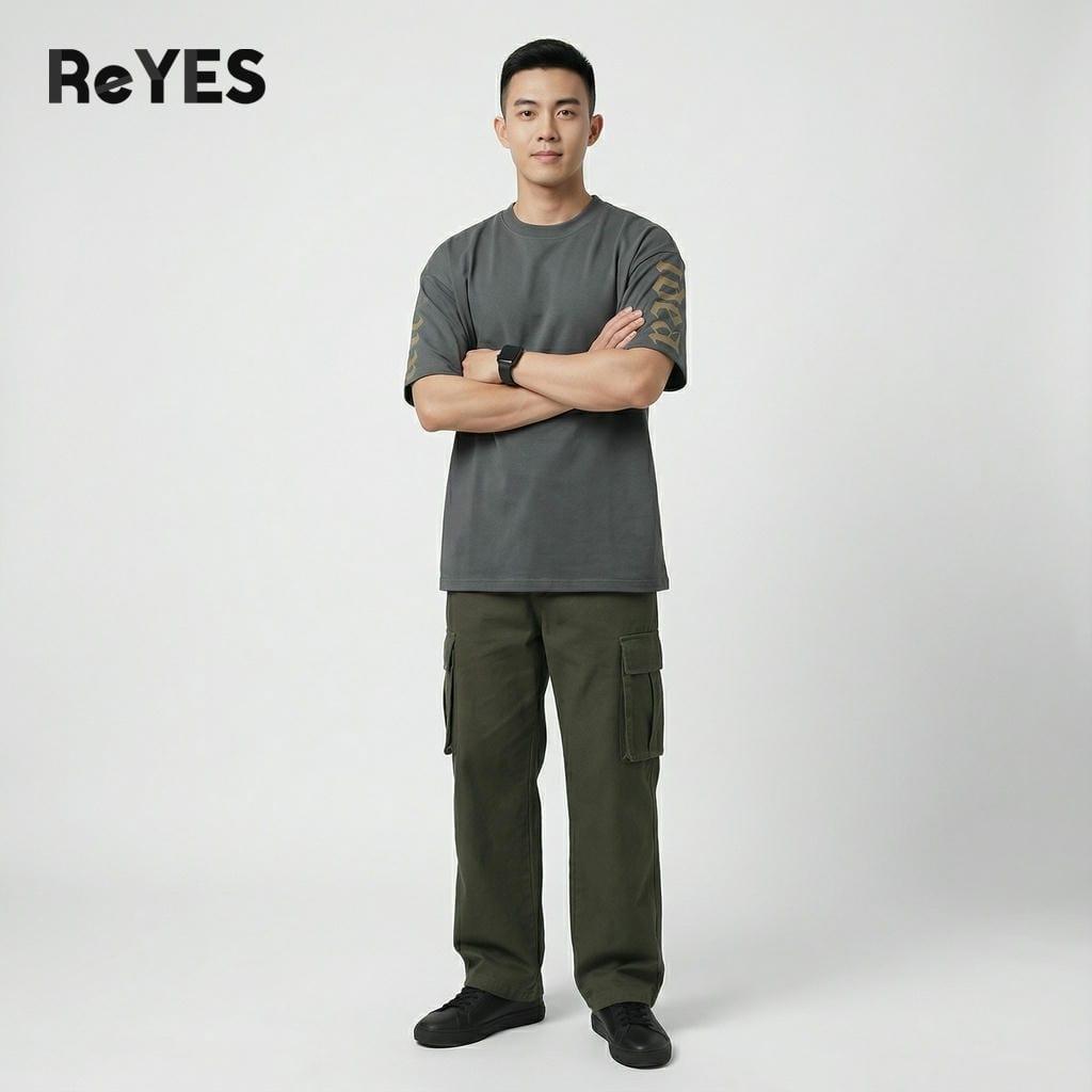 Áo phông nam nữ unisex form rộng mặc đôi vải cotton khô dệt gân thoáng mát mẫu mới phù hợp dạo phố cafe ReYES ROT008 - Ảnh 5