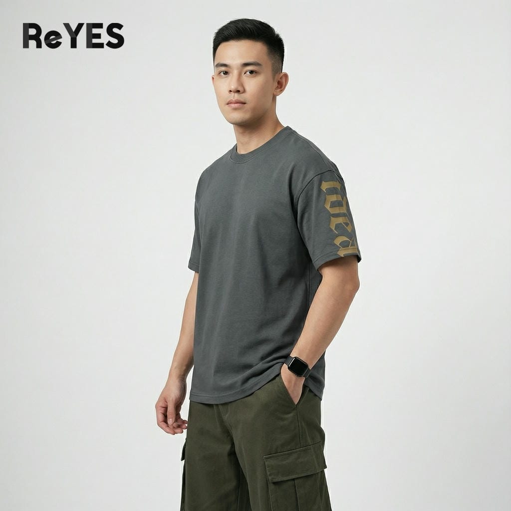 Áo phông nam nữ unisex form rộng mặc đôi vải cotton khô dệt gân thoáng mát mẫu mới phù hợp dạo phố cafe ReYES ROT008 - Ảnh 6