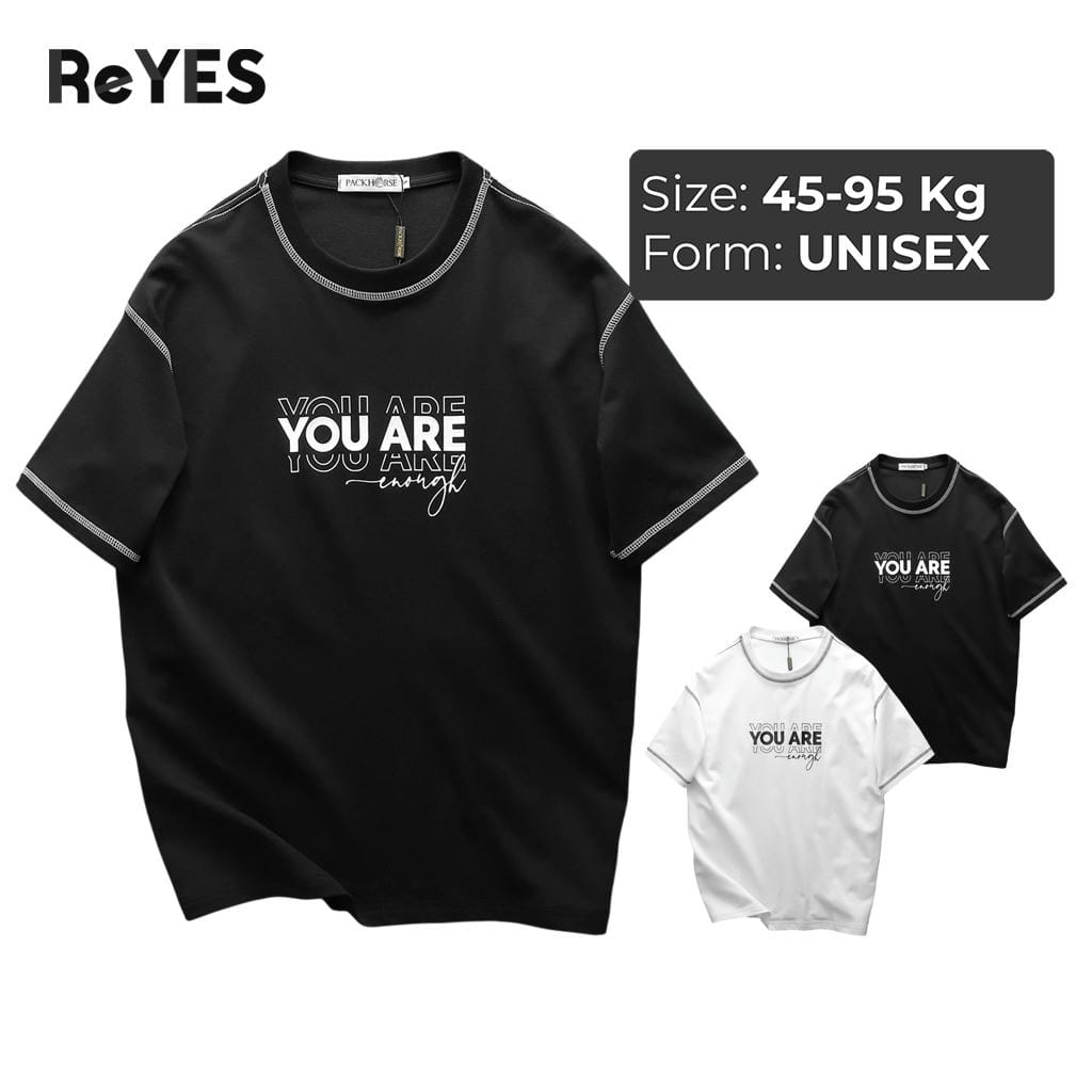 Áo Phông Nam Nữ Unisex Oversize ARE In Chữ, Áo Thun Unisex Basic Trắng Đen Cotton Mát Đi Học ReYES RUS007