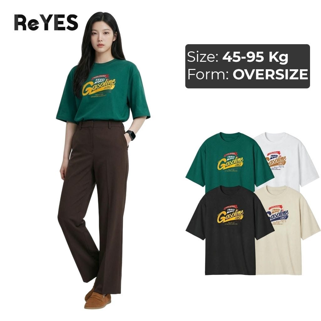 Áo phông nam nữ unisex oversize in chữ Gasoline, áo thun nam nữ form rộng cotton khô thấm hút ReYES ROT005
