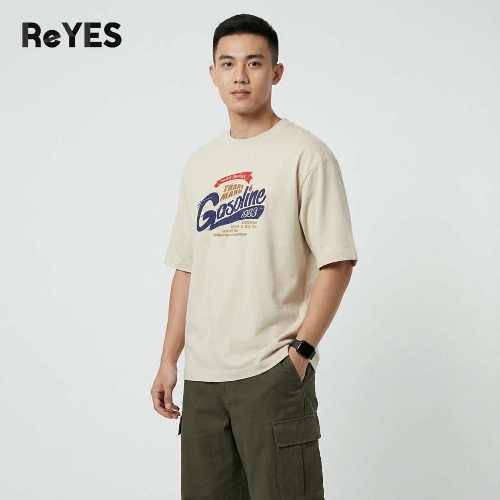 Alternative view of Áo phông nam nữ unisex oversize in chữ Gasoline, áo thun nam nữ form rộng cotton khô thấm hút ReYES ROT005