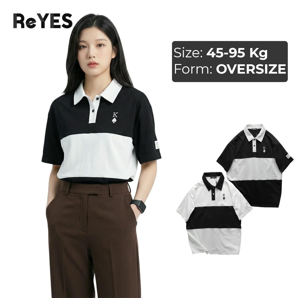 Áo phông nam nữ Unisex Polo Poker thêu hình cá tính, áo thun tay lỡ form rộng vải mát dễ phối đồ ReYES ROP001