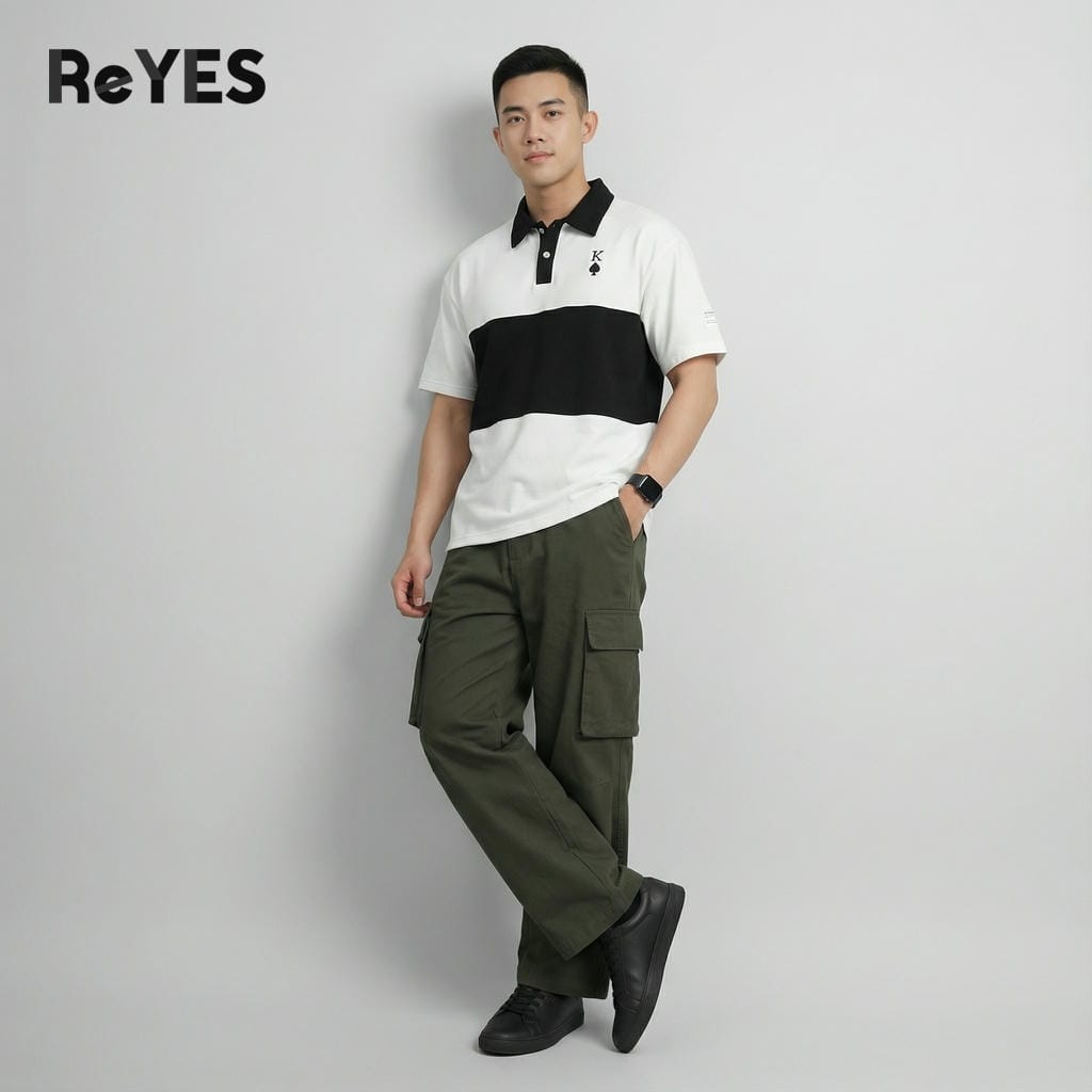 Alternative view of Áo phông nam nữ Unisex Polo Poker thêu hình cá tính, áo thun tay lỡ form rộng vải mát dễ phối đồ ReYES ROP001