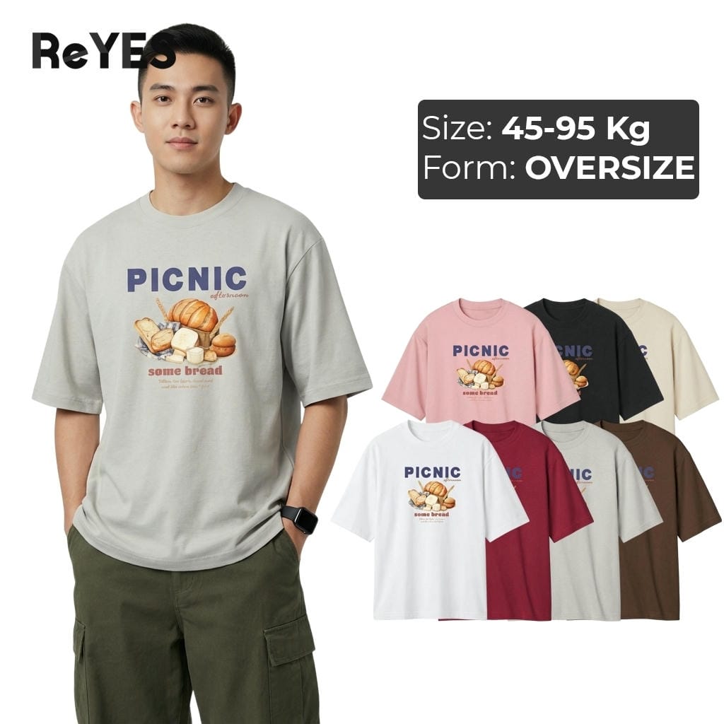 Áo phông nam nữ unisex tay lỡ oversize PICNIC ReYES ROT006 chất cotton khô, áo thun unisex form rộng nhiều màu trẻ trung