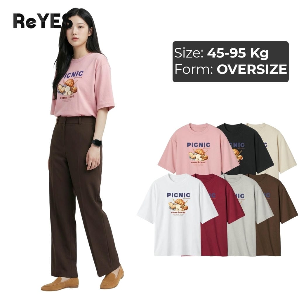 Áo phông nữ form rộng tay lỡ PICNIC cute - Áo thun unisex oversize che khuyết điểm mặc đi chơi đi học ReYES ROT006