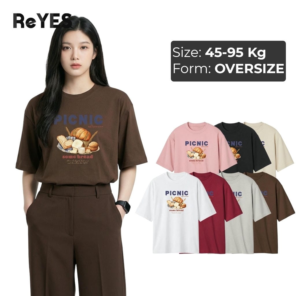 Áo phông nữ unisex form rộng PICNIC áo thun unisex oversize cotton 100% mặc đi chơi đi học cực xinh ReYES ROT006