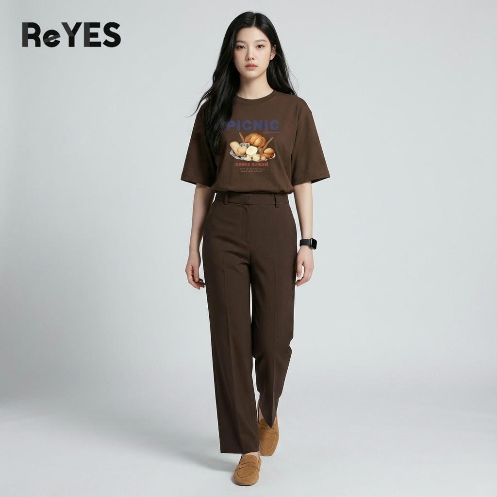 Áo phông nữ unisex form rộng PICNIC áo thun unisex oversize cotton 100% mặc đi chơi đi học cực xinh ReYES ROT006 - Ảnh 7