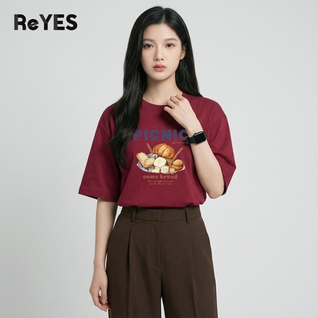 Áo phông nữ unisex form rộng PICNIC áo thun unisex oversize cotton 100% mặc đi chơi đi học cực xinh ReYES ROT006 - Ảnh 8