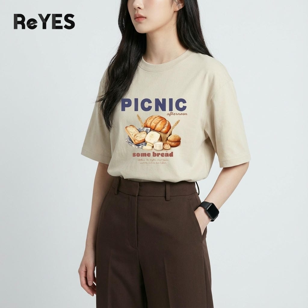Áo phông nữ unisex form rộng PICNIC áo thun unisex oversize cotton 100% mặc đi chơi đi học cực xinh ReYES ROT006 - Ảnh 9