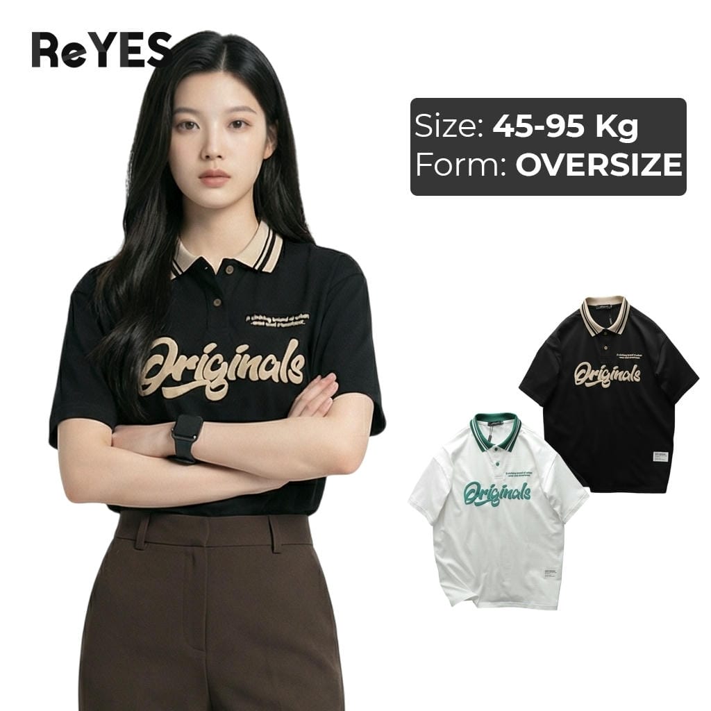 Áo phông unisex nam nữ có cổ in chữ nổi Originals cá tính áo thun oversize form rộng mặc đôi mặc nhóm ReYES ROP002