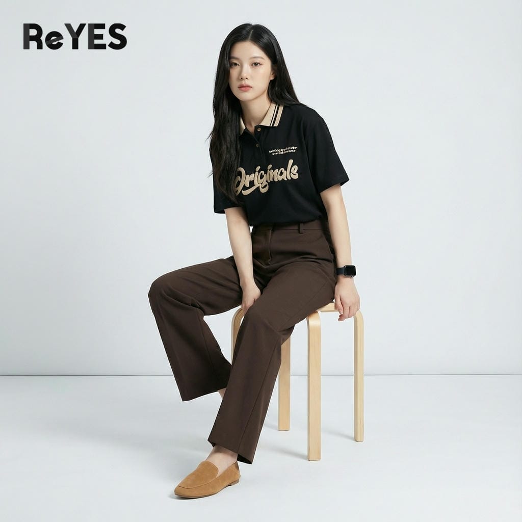 Áo phông unisex nam nữ có cổ in chữ nổi Originals cá tính áo thun oversize form rộng mặc đôi mặc nhóm ReYES ROP002 - Ảnh 4