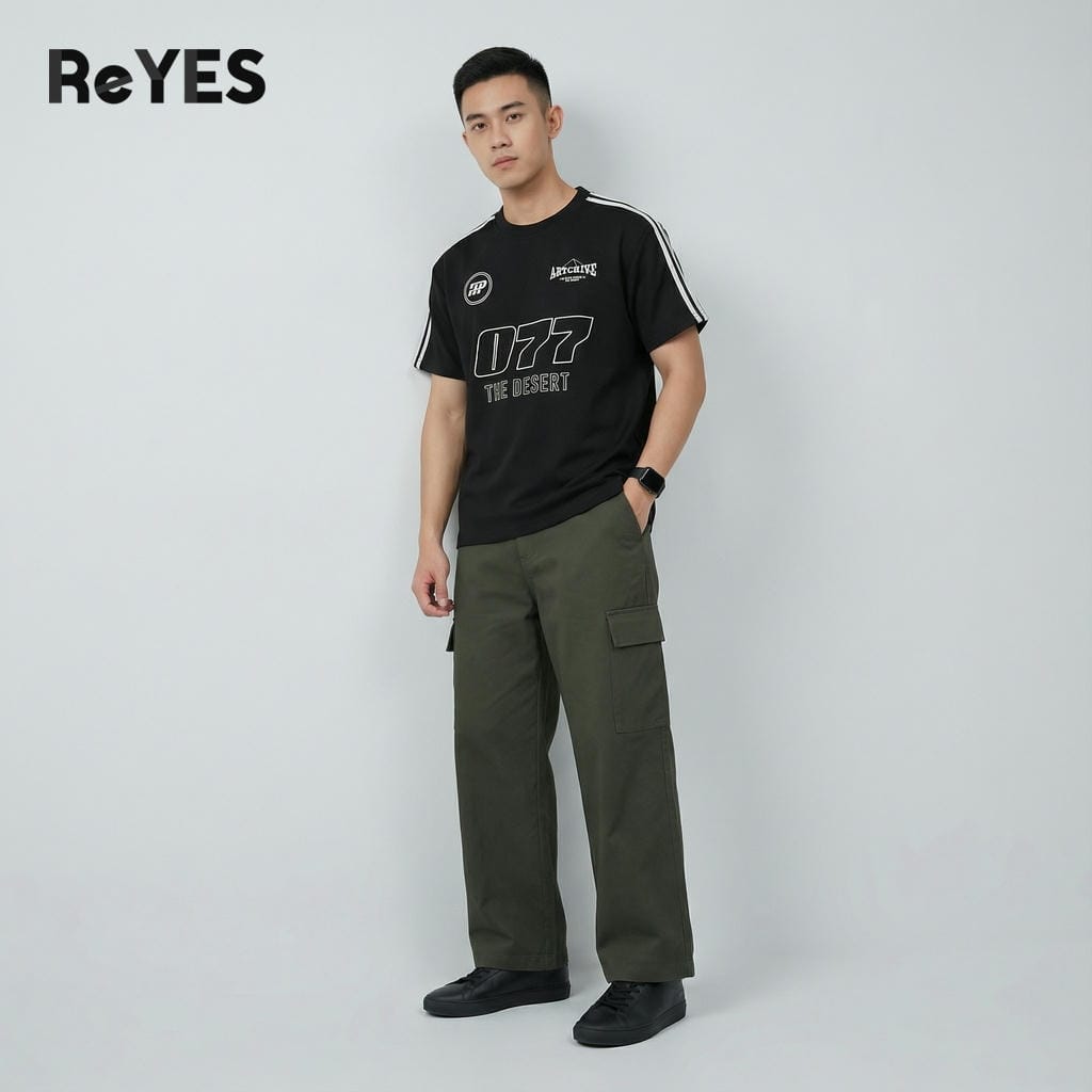 Alternative view of Áo phông unisex nam nữ form rộng 077 in hình cá tính vải cotton thoáng mát đi học dạo phố ReYES RUS006