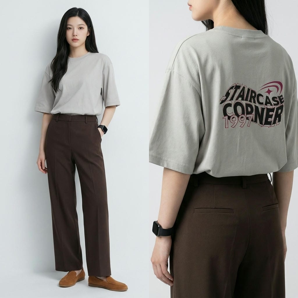 Áo phông unisex nam nữ form rộng oversize CORNER chất cotton co giãn thấm hút mặc đôi mặc nhóm ReYES ROT014 - Ảnh 5