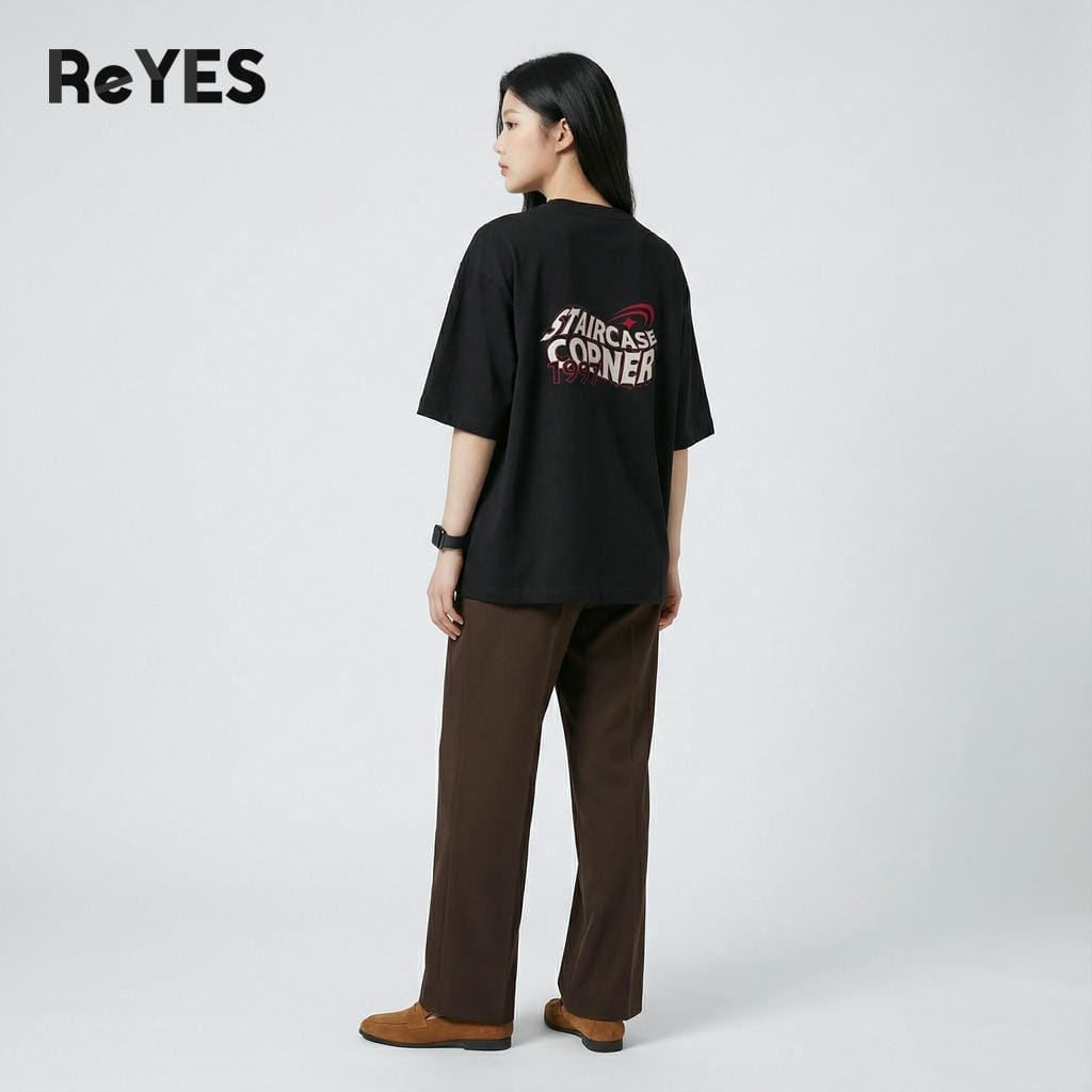 Áo phông unisex nam nữ form rộng oversize CORNER chất cotton co giãn thấm hút mặc đôi mặc nhóm ReYES ROT014 - Ảnh 7