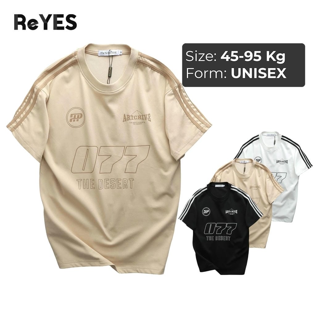 Áo phông unisex nam nữ oversize 077, chất cotton CPAU mềm mịn thoáng mát, dễ phối đồ đi học đi chơi ReYES RUS006