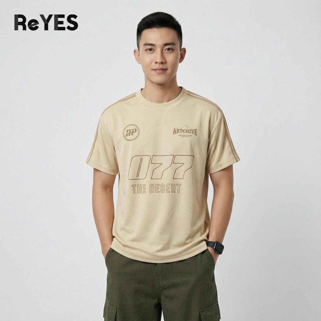 Áo phông unisex nam nữ oversize 077, chất cotton CPAU mềm mịn thoáng mát, dễ phối đồ đi học đi chơi ReYES RUS006 - Ảnh 3