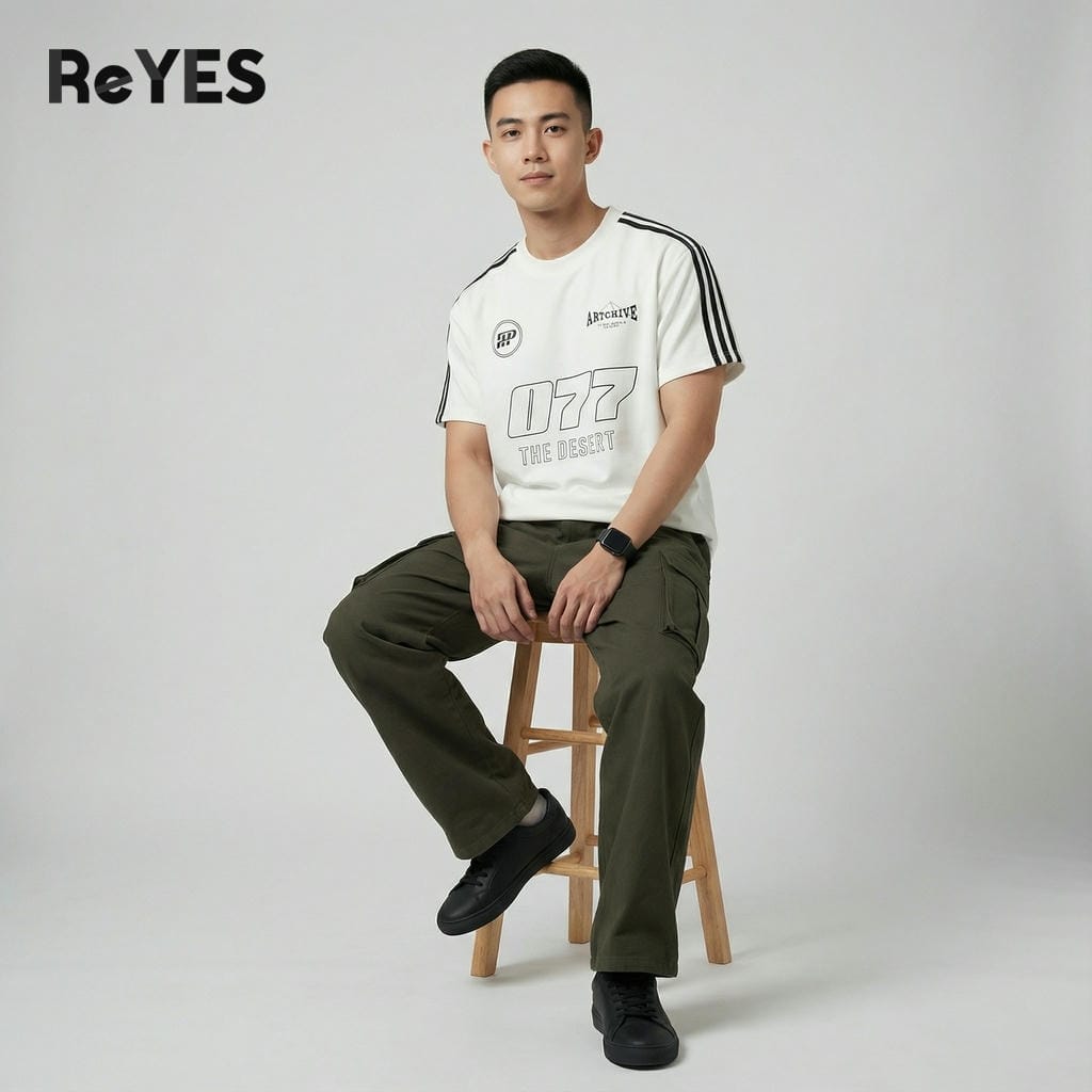 Áo phông unisex nam nữ oversize 077, chất cotton CPAU mềm mịn thoáng mát, dễ phối đồ đi học đi chơi ReYES RUS006 - Ảnh 6