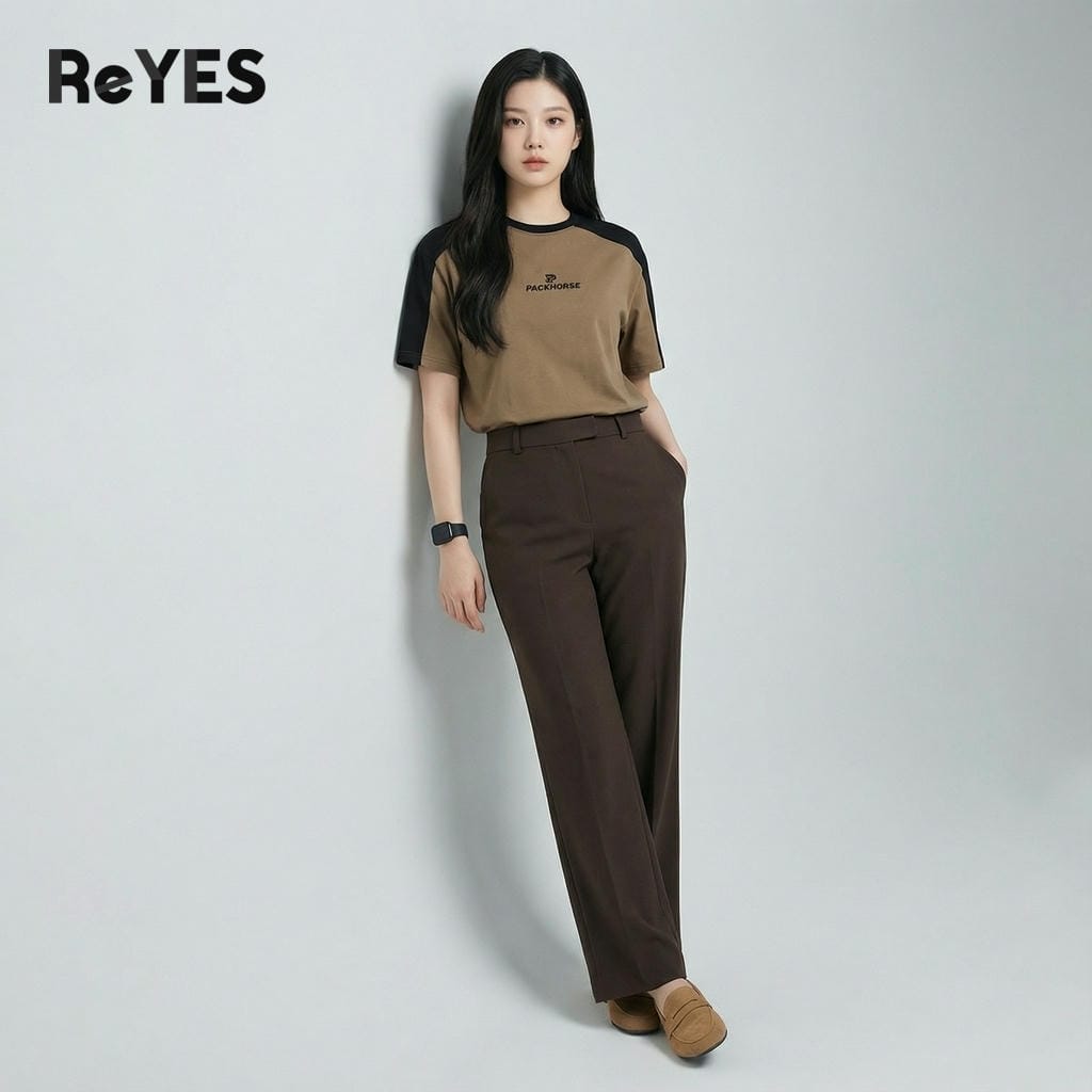 Alternative view of Áo phông unisex nam nữ oversize phối màu trendy vải cotton cao cấp, áo thun unisex basic form rộng ReYES ROT009