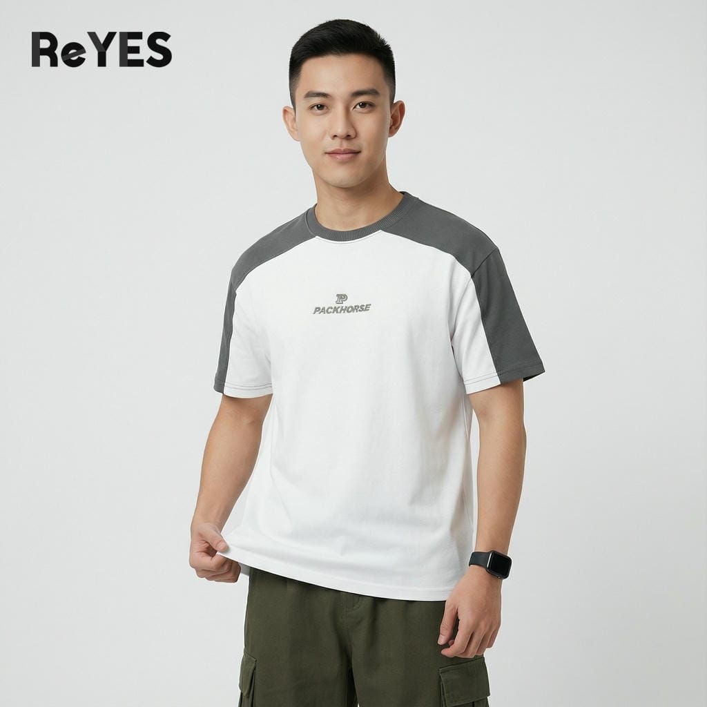 Áo phông unisex nam nữ oversize phối màu trendy vải cotton cao cấp, áo thun unisex basic form rộng ReYES ROT009 - Ảnh 4