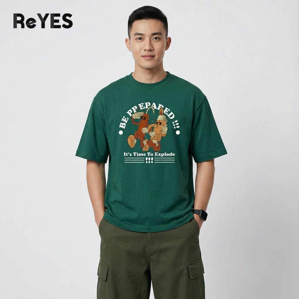Áo phông unisex nam nữ tay lỡ cổ tròn in họa tiết hoạt hình chất mát áo thun oversize mặc đôi nhóm ReYES ROT016 - Ảnh 3