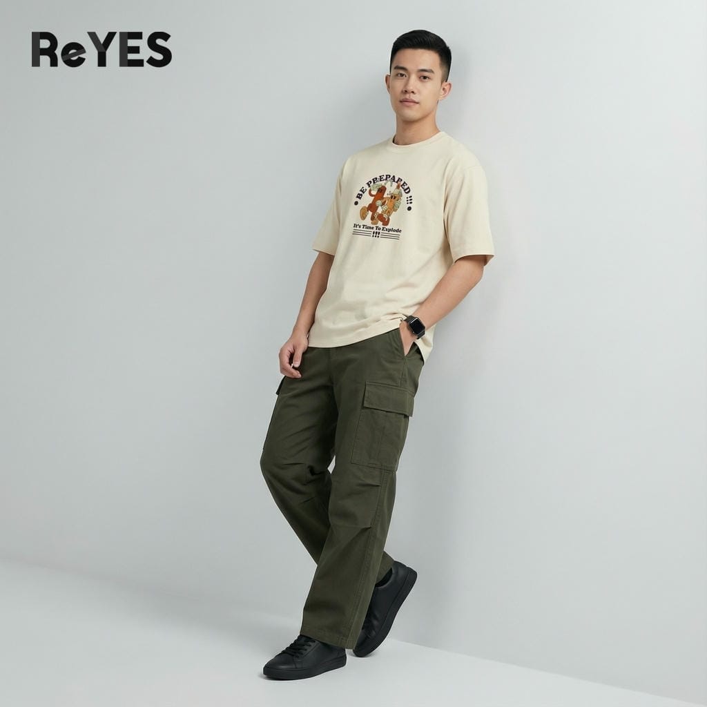 Áo phông unisex nam nữ tay lỡ cổ tròn in họa tiết hoạt hình chất mát áo thun oversize mặc đôi nhóm ReYES ROT016 - Ảnh 4