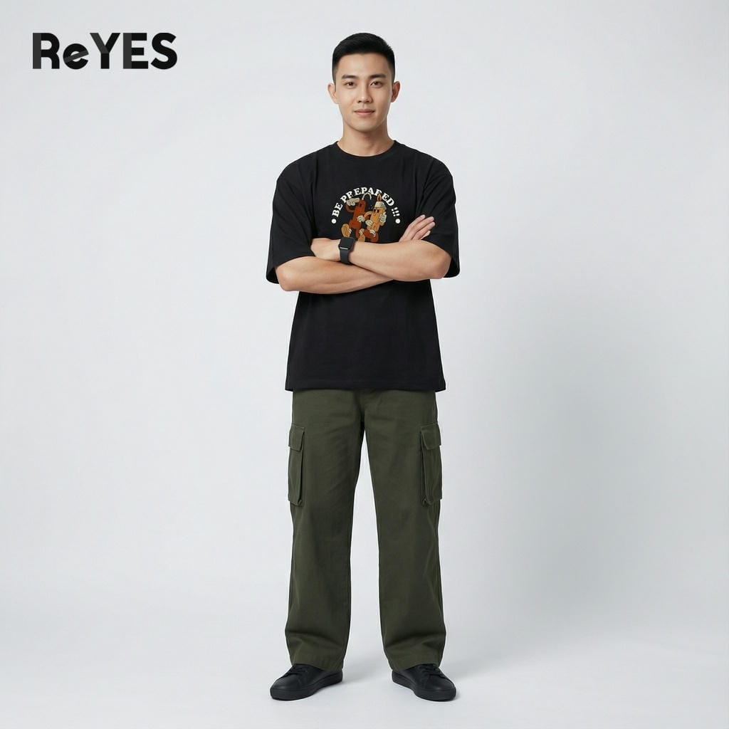 Áo phông unisex nam nữ tay lỡ cổ tròn in họa tiết hoạt hình chất mát áo thun oversize mặc đôi nhóm ReYES ROT016 - Ảnh 5