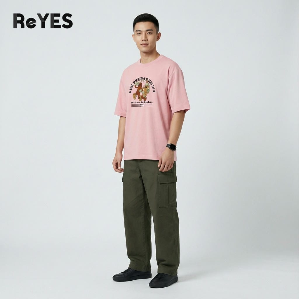 Áo phông unisex nam nữ tay lỡ cổ tròn in họa tiết hoạt hình chất mát áo thun oversize mặc đôi nhóm ReYES ROT016 - Ảnh 7