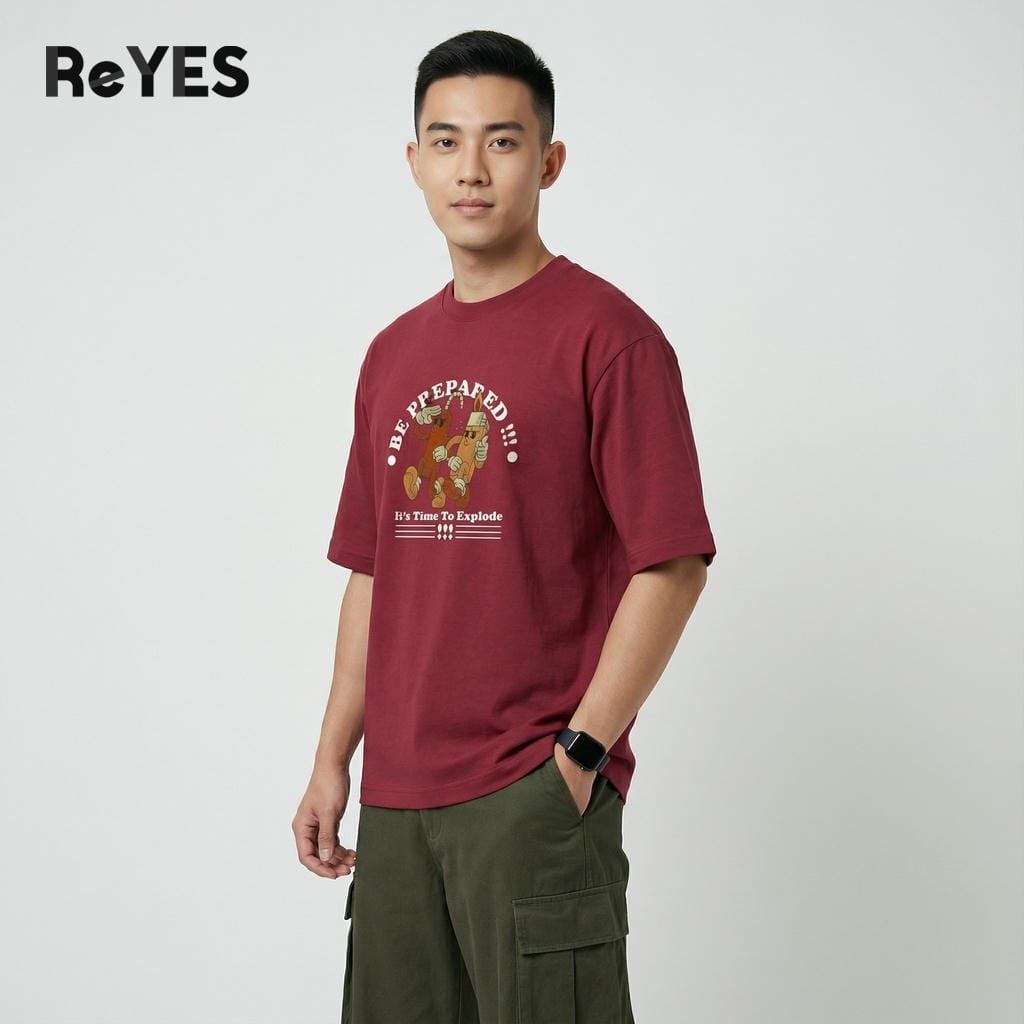 Áo phông unisex nam nữ tay lỡ cổ tròn in họa tiết hoạt hình chất mát áo thun oversize mặc đôi nhóm ReYES ROT016 - Ảnh 8