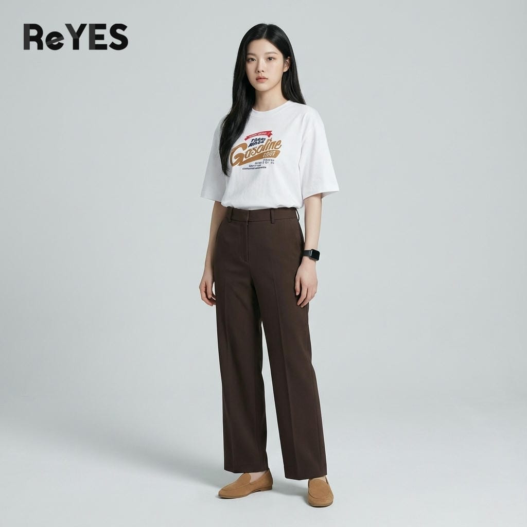 Alternative view of áo phông unisex nam nữ tay lỡ form rộng phong cách streetwear cotton 100% co giãn in ReYES ROT005 mặc cặp áo nhóm