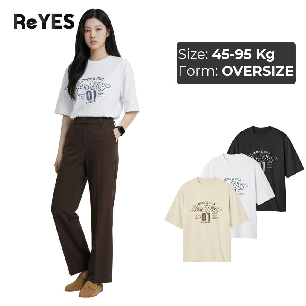 Áo phông unisex nam nữ tay lỡ form rộng ReYES ROT007 chất cotton khô, áo thun oversize basic in hình dễ phối đồ