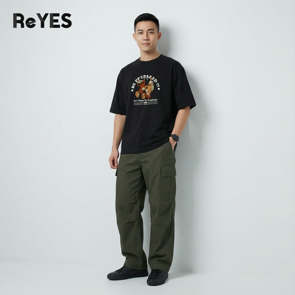 Alternative view of Áo phông unisex nam nữ tay lỡ Local Brand style hình in hoạt hình áo thun oversize đi học ReYES ROT016