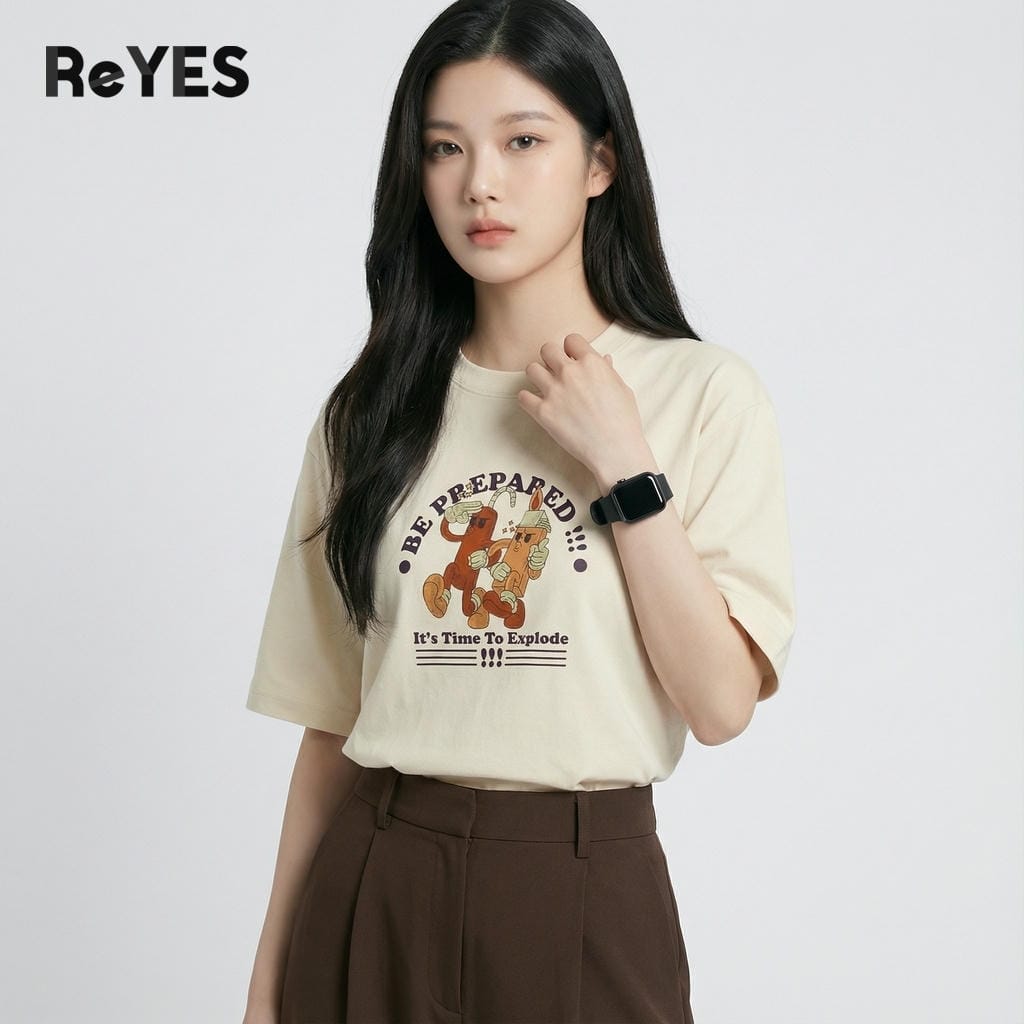 Áo phông unisex nam nữ tay lỡ Local Brand style hình in hoạt hình áo thun oversize đi học ReYES ROT016 - Ảnh 3