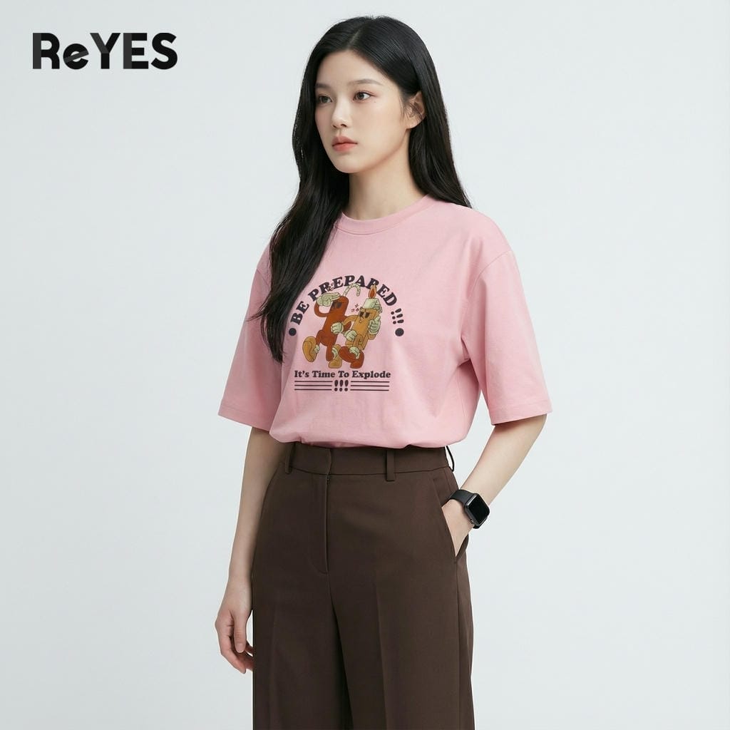 Áo phông unisex nam nữ tay lỡ Local Brand style hình in hoạt hình áo thun oversize đi học ReYES ROT016 - Ảnh 4
